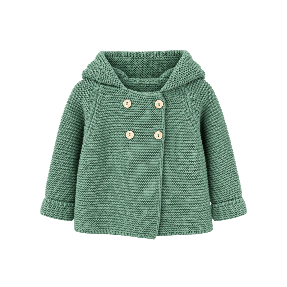 Casaco de malha verde com pompom  - Yoedu