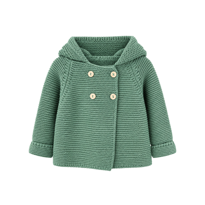 Casaco de malha verde com pompom  - Yoedu