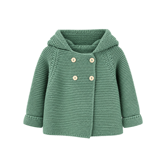 Casaco de malha verde com pompom  - Yoedu