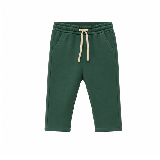 Calças bebé menino sarja verde com cordão – Yoedu