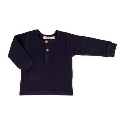 Camisola de Manga Comprida Azul-Marinho com Botões - EMC