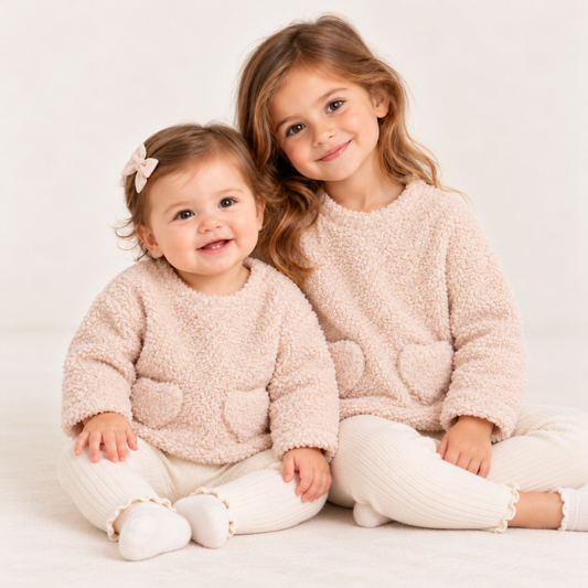 Camisola de Pelo Macio para Bebé em Bege Claro - EMC