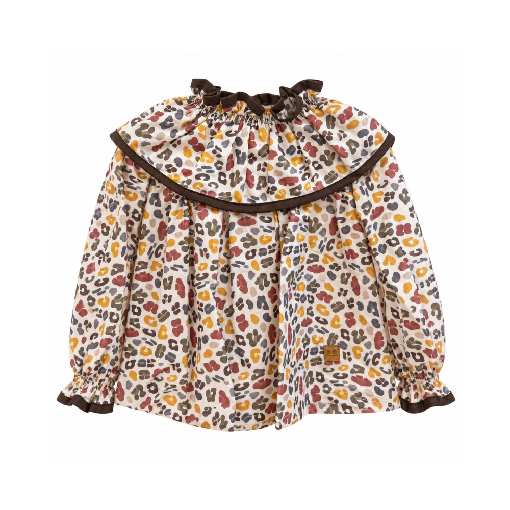 Blusa para Menina Animal Print com Gola de Folhos - José Varón