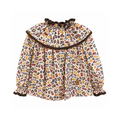 Blusa para Menina Animal Print com Gola de Folhos - José Varón