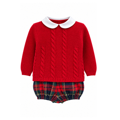 Conjunto Bebé Camisola Vermelha e Fofo Xadrez - Juliana