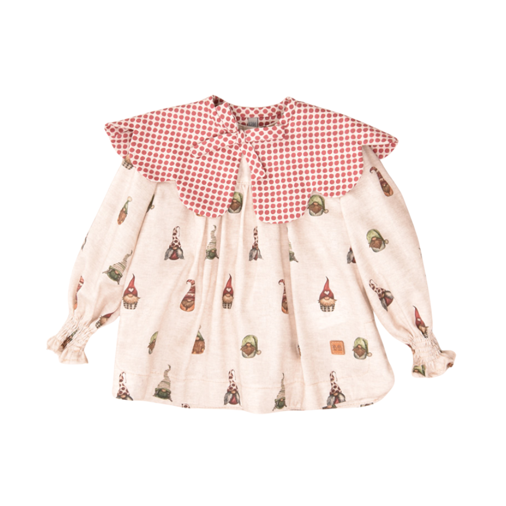 Camisa para Bebé com Gola de Folhos e Estampado de Duendes - José Varón