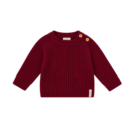 Camisola de Malha Bordô Canelada para Bebé – Babby