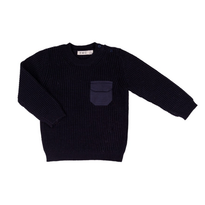 Camisola de Malha Azul-Marinho com Bolso para Menino - EMC