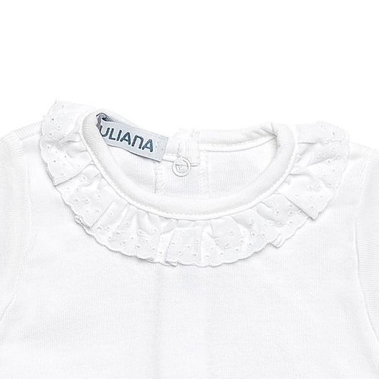 Body Branco Bebé de Manga Curta com Gola em Folho - juliana
