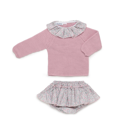 Conjunto de Bebé em Malha com Folhos Florais - Juliana