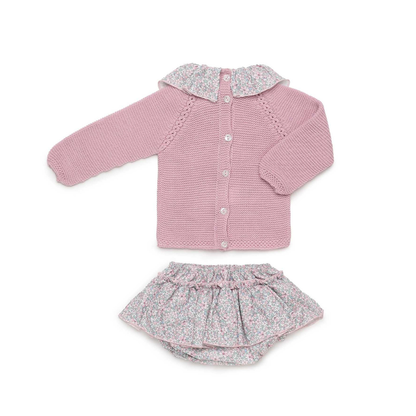 Conjunto de Bebé em Malha com Folhos Florais - Juliana