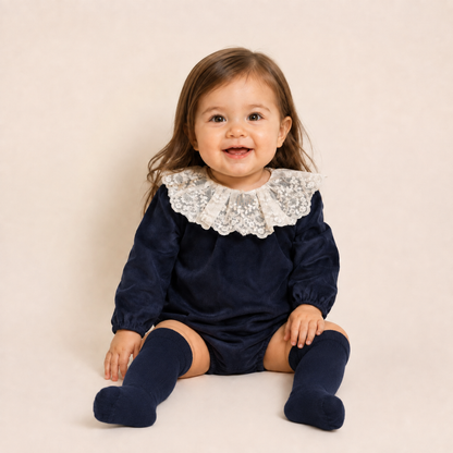 Fofo de Veludo com Gola de Renda- Juliana