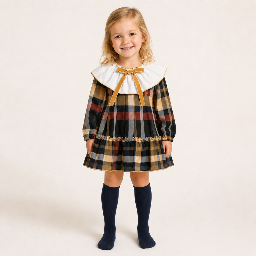 Vestido Xadrez com Gola e Laço - Juliana