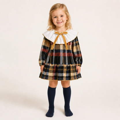 Vestido Xadrez com Gola e Laço - Juliana