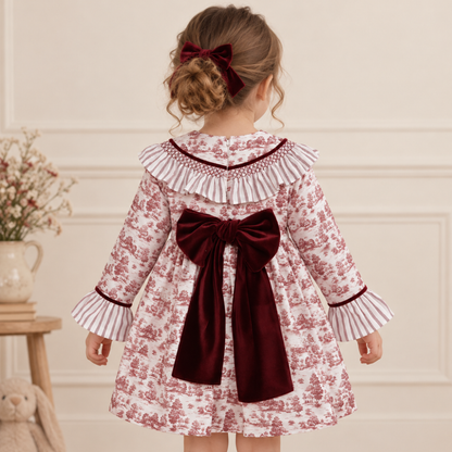 Vestido Estampado com Folhos Bordô - Marta Y Paula