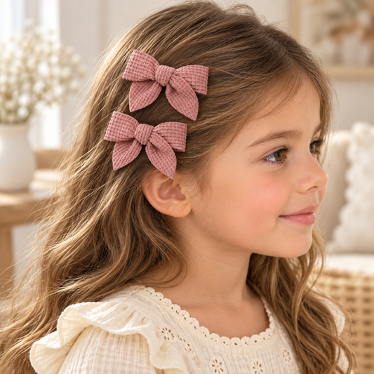 Conjunto de 2 Laços de Cabelo Rosa Velho Texturizados