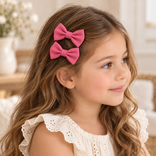 Conjunto de 2 Laços de Cabelo Rosa
