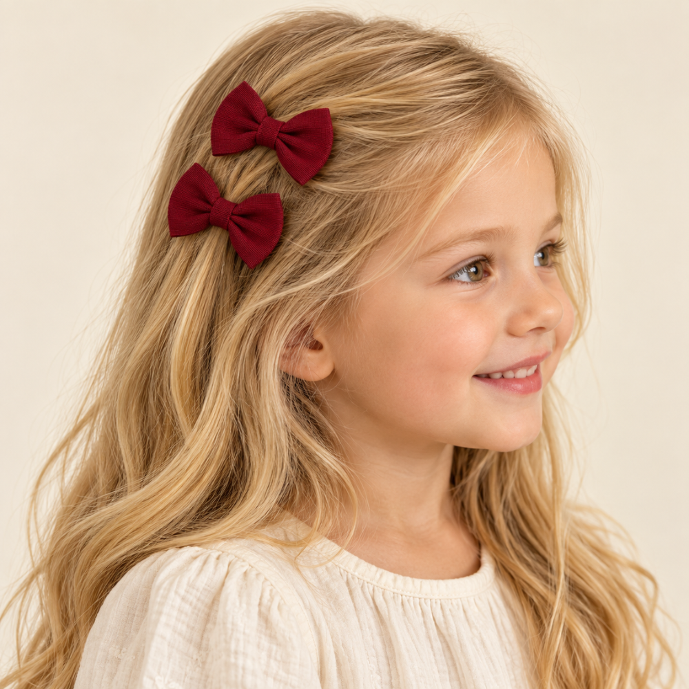 Conjunto de 2 Laços de Cabelo Bordô
