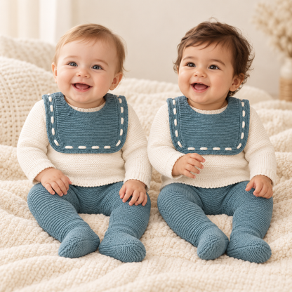 Conjunto de Malha para Bebé Branco e Verde Azulado - Sigar