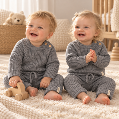 Camisola de Malha Canelada Cinzento para Bebé –  Babby