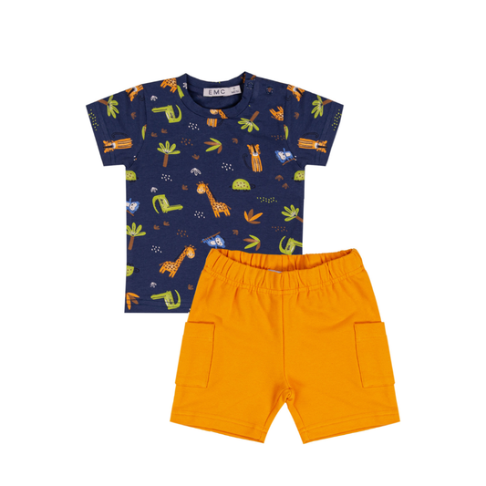 Conjunto Bebé Menino Safari com Calções Laranja - EMC