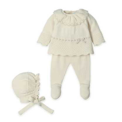 Conjunto Bebé em Malha Cru com Touca- Mac Ilusión