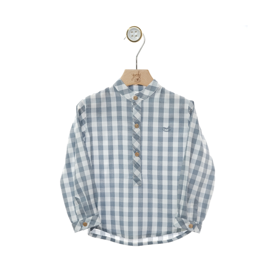 Camisa aos Quadrados Azul - Yoedu