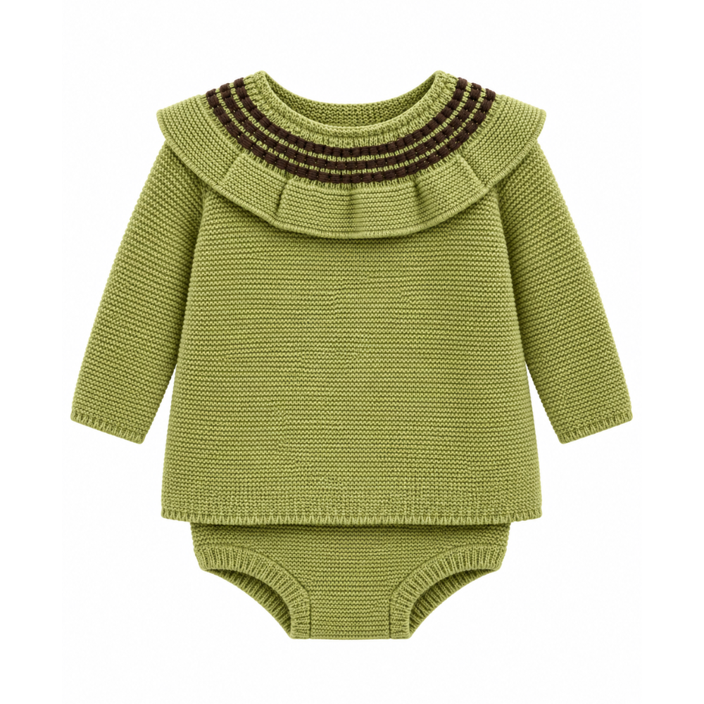 Conjunto Bebé em Malha Verde com Gola- Sigar