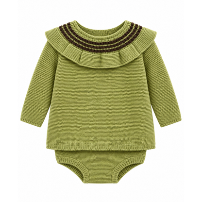 Conjunto Bebé em Malha Verde com Gola- Sigar