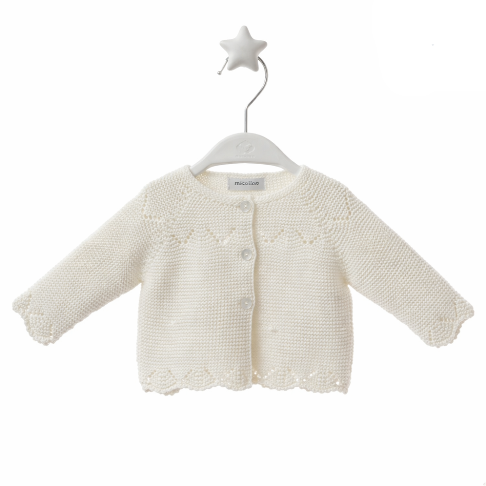 Casaco de Malha Bebé Branco Pérola - Micolino