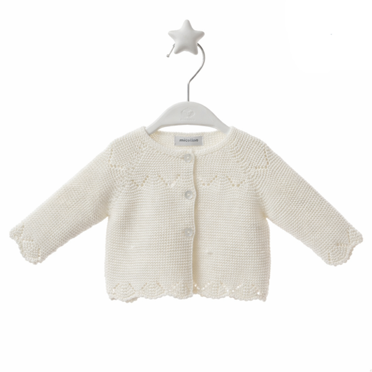 Casaco de Malha Bebé Branco Pérola - Micolino
