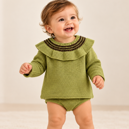 Conjunto Bebé em Malha Verde com Gola- Sigar