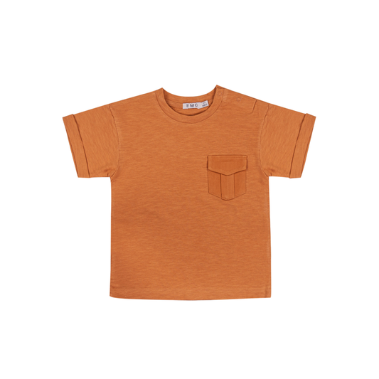 T-shirt Tijolo com Bolso para Menino - EMC