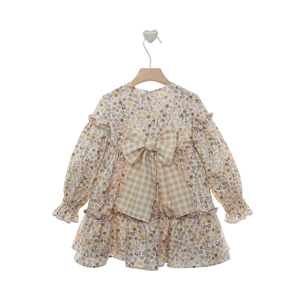 Vestido Menina Floral com Laço Vichy nas Costas - Marta Y Paula