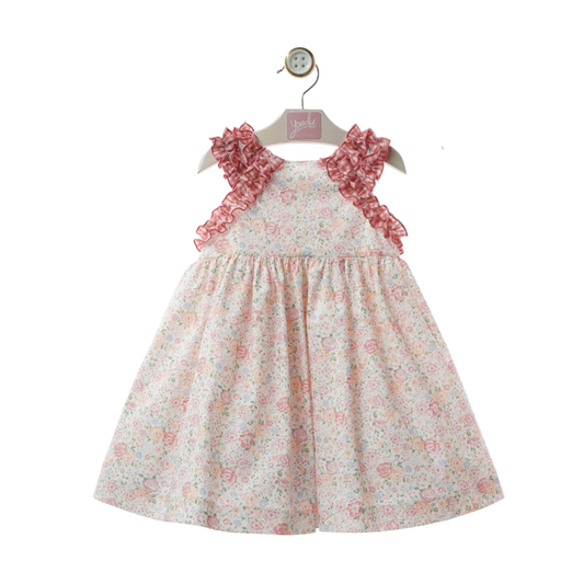 Vestido Floral com Folhos Vichy e Laço nas Costas - Yoedu