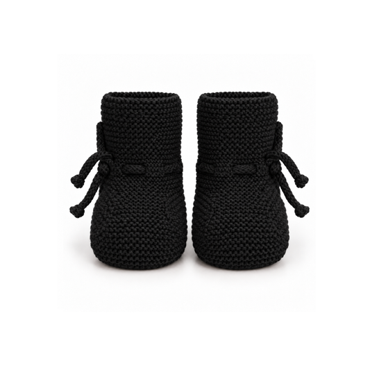 Botinhas de Bebé em Tricot Preto