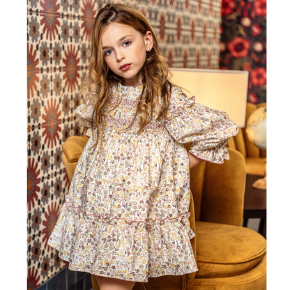 Vestido Menina Floral com Laço Vichy nas Costas - Marta Y Paula