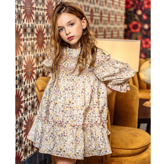 Vestido Menina Floral com Laço Vichy nas Costas - Marta Y Paula