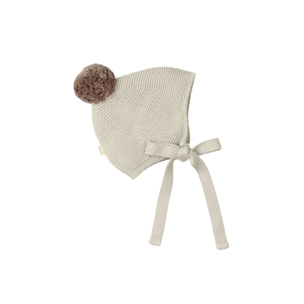 Touca Bebé em Algodão Orgânico Natural com Pompom - Mac Ilusión