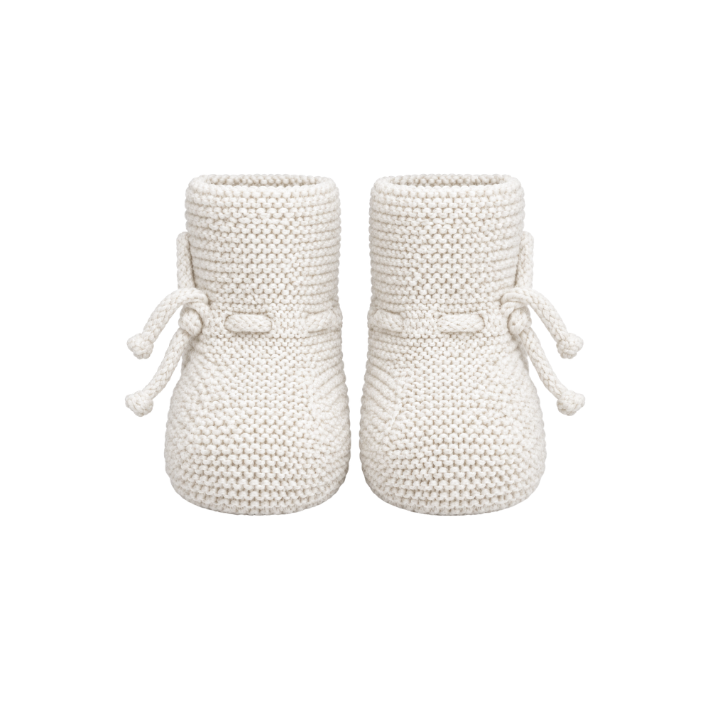 Botinhas de Bebé em Tricot Branco