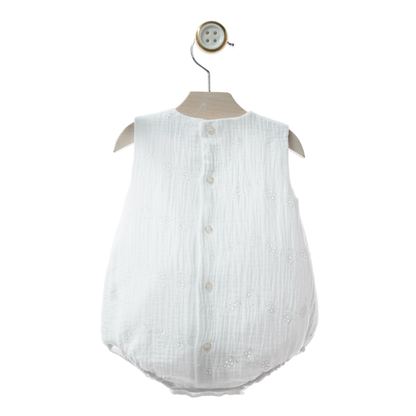 Fofo Bebé Branco Bordado Inglês com Fita Xadrez- Yoedu