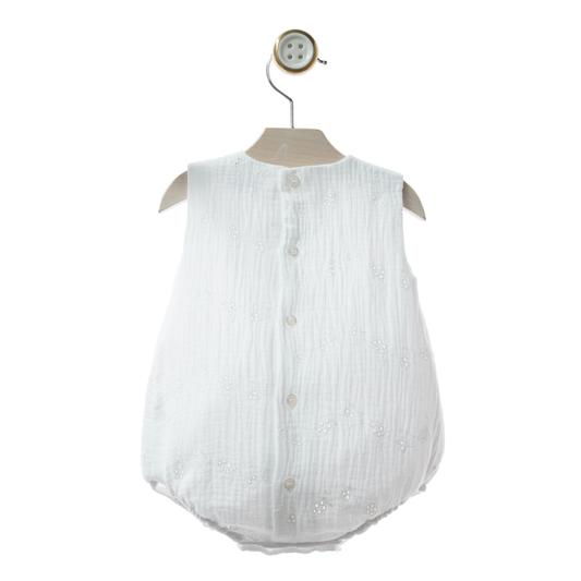 Fofo Bebé Branco Bordado Inglês com Fita Xadrez- Yoedu