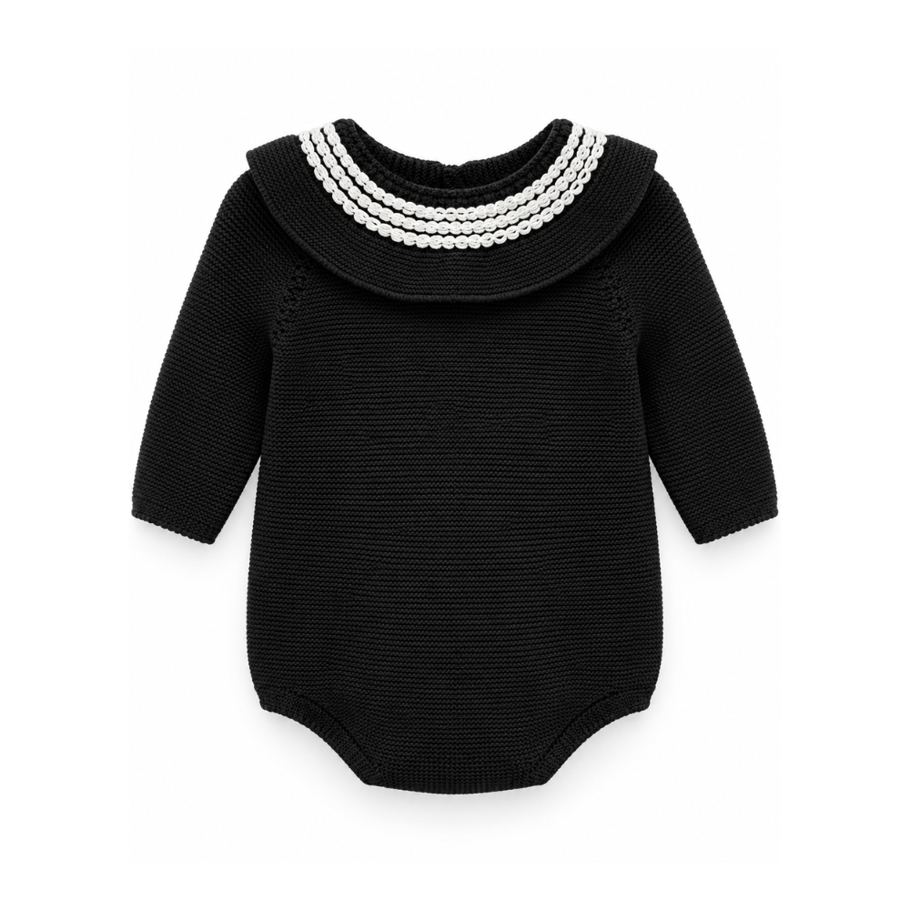 Fofo de Bebé em Tricot Preto com Gola
