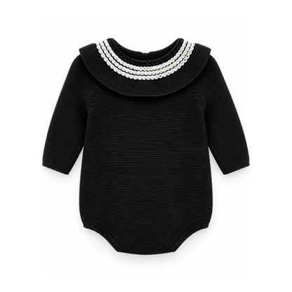 Fofo de Bebé em Tricot Preto com Gola