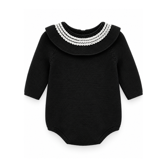 Fofo de Bebé em Tricot Preto com Gola