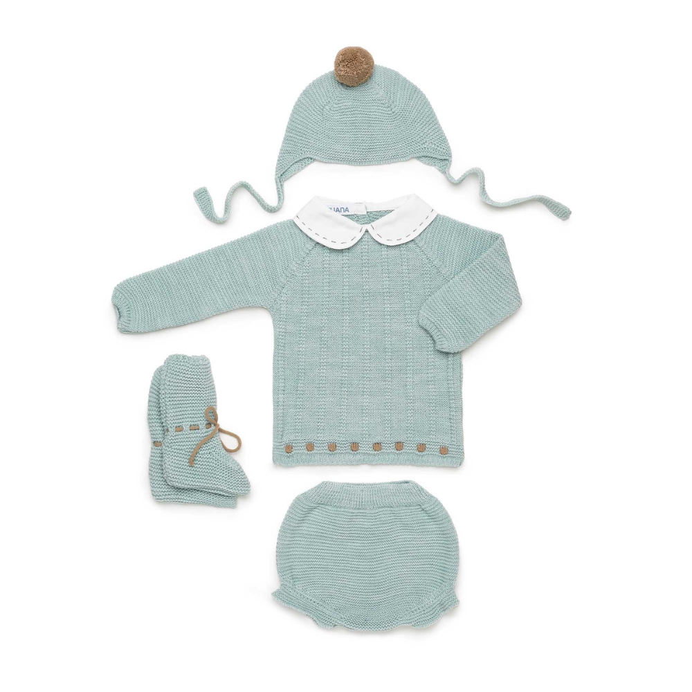 Conjunto de Malha para Bebé Verde-Água- Juliana