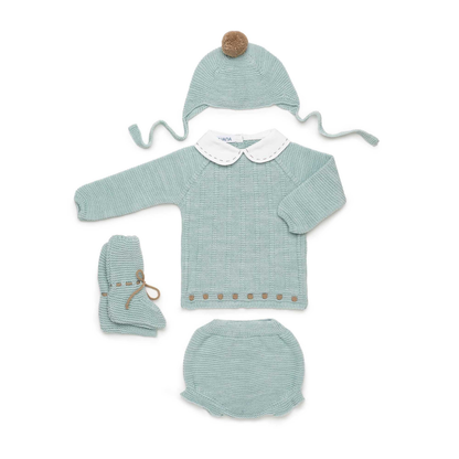Conjunto de Malha para Bebé Verde-Água- Juliana