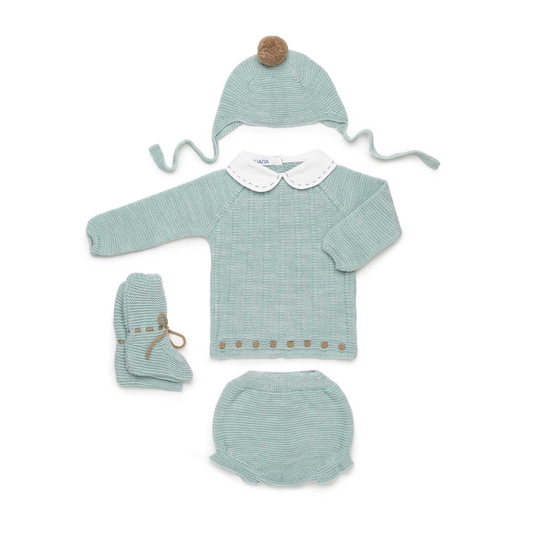Conjunto de Malha para Bebé Verde-Água- Juliana