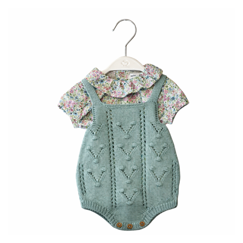 Fofo de Malha Verde + Blusa Floral com Folho - Micolino