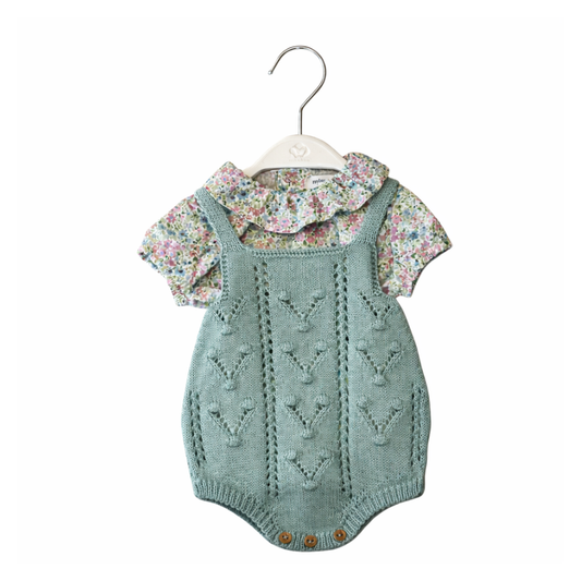 Fofo de Malha Verde + Blusa Floral com Folho - Micolino